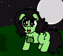 Size: 1000x888 | Tagged: safe, artist:redcrow32, oc, oc only, oc:filly anon, earth pony, pony, animated, bush, chest fluff, cute, dancing, dancing in the moonlight, eye shimmer, female, filly, grass, hair flip, moon, ocbetes, open mouth, question mark, smiling, solo, sound, starry night, stars, underhoof, webm