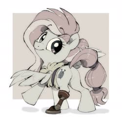 Size: 2381x2381 | Tagged: safe, artist:crossicatrix, kerfuffle, pegasus, pony, g4, rainbow roadtrip, amputee, butt, clothes, cute, female, fufflebetes, high res, looking back, looking over shoulder, mare, plot, prosthetic leg, prosthetic limb, prosthetics, rear view, solo