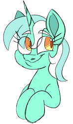 Size: 590x994 | Tagged: safe, artist:taaffeiite, derpibooru exclusive, lyra heartstrings, pony, unicorn, g4, bust, colored sketch, female, mare, simple background, smiling, transparent background