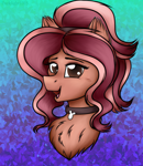 Size: 3000x3450 | Tagged: safe, artist:darklight1315, oc, oc only, oc:bunsetti, pegasus, pony, abstract background, bust, chest fluff, collar, female, mare, solo