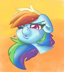 Size: 1601x1808 | Tagged: safe, artist:leadhooves, rainbow dash, pony, g4, blushing, bust, cheek fluff, cute, dashabetes, female, floppy ears, kissu, mare, one eye closed, portrait, solo