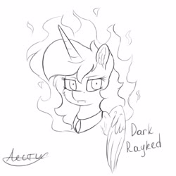 Size: 3500x3500 | Tagged: source needed, useless source url, safe, artist:lesti, oc, oc only, oc:reyked, alicorn, pony, black and white, female, grayscale, high res, monochrome, solo