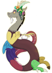 Size: 500x700 | Tagged: safe, artist:laps-sp, discord, draconequus, g4, cute, discute, floral head wreath, flower, male, simple background, solo, transparent background