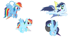 Size: 1480x790 | Tagged: safe, artist:cskazumi, artist:selenaede, rainbow dash, soarin', oc, oc:electric storm, oc:rainbow prism, pegasus, pony, g4, base used, brother and sister, colt, family, father and child, father and daughter, father and son, female, filly, like father like daughter, like father like son, like mother like daughter, like mother like son, like parent like child, male, mother and child, mother and daughter, mother and son, offspring, parent:rainbow dash, parent:soarin', parents:soarindash, pegasus oc, ship:soarindash, shipping, siblings, simple background, straight, transparent background, wings