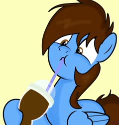 Size: 1280x1337 | Tagged: source needed, safe, artist:mezairplush, oc, oc only, oc:pegasusgamer, pegasus, pony, coffee, drink, drinking, holding, simple background, solo, wings