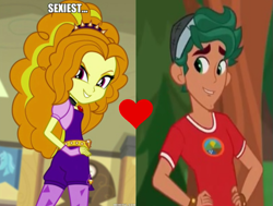 Size: 697x527 | Tagged: safe, edit, edited screencap, screencap, adagio dazzle, timber spruce, equestria girls, g4, my little pony equestria girls: legend of everfree, my little pony equestria girls: rainbow rocks, female, male, shipping, shipping domino, straight, timberdazzle