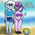 Size: 3200x3200 | Tagged: safe, artist:mrcakesboi, starlight glimmer, trixie, equestria girls, g4, beach, beanie, clothes, eye clipping through hair, female, hat, high res, sports, swimsuit, text, volleyball