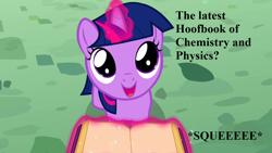 Size: 1280x720 | Tagged: safe, edit, edited screencap, editor:korora, screencap, twilight sparkle, a canterlot wedding, g4, book, cute, female, filly, filly twilight sparkle, squee, that pony sure does love books, twiabetes, younger