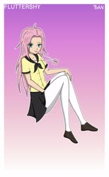 Size: 1920x3120 | Tagged: safe, artist:banquo0, fluttershy, human, art pack:my little persona, g4, clothes, female, humanized, persona, school uniform, shoes, skirt, solo