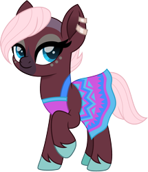 Size: 1291x1500 | Tagged: safe, artist:cloudy glow, earth pony, pony, g4, animal crossing, clothes, crossover, dress, ear piercing, earring, eyeshadow, female, jewelry, makeup, mare, movie accurate, nintendo, piercing, ponified, raised hoof, reneigh, simple background, solo, transparent background
