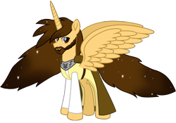 Size: 10417x7303 | Tagged: safe, alternate version, artist:ejlightning007arts, oc, oc only, oc:ej, alicorn, pony, adult, alicorn oc, beard, cape, clothes, facial hair, growth, horn, male, robe, simple background, solo, spread wings, stallion, transparent background, vector, wavy mane, wings