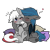 Size: 3084x3084 | Tagged: safe, artist:muna, oc, oc only, oc:jonathan bleak, oc:nocturne star, bat pony, earth pony, pony, adorable face, bat pony oc, bat wings, blue eyes, blue mane, blue tail, blushing, bow, bowtie, cheek kiss, cuddling, cute, gay, gray coat, heart, high res, hug, kissing, male, pillow, simple background, stallion, transparent background, white mane, white tail