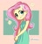 Size: 1405x1469 | Tagged: safe, artist:aanotherpony, fluttershy, equestria girls, g4, abstract background, blushing, clothes, cute, dress, female, flower, heart, shyabetes, solo