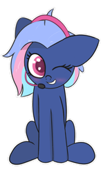 Size: 1024x1756 | Tagged: safe, artist:windykirin, oc, oc only, oc:bit rate, earth pony, pony, cute, female, headset, mare, mascot, ponyfest online, simple background, sitting, solo, transparent background