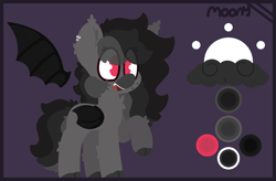 Size: 1600x1050 | Tagged: safe, artist:moonydusk, oc, oc only, oc:moonlight dusk, bat pony, bat pony oc, bat wings, female, mare, open mouth, reference sheet, wings