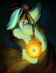 Size: 1000x1300 | Tagged: safe, artist:yuris, pony, chinese, chinese lantern, cloak, clothes, hieroglyphs, rapunzel, solo, varian