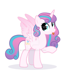 Size: 1024x1198 | Tagged: safe, artist:mikoneerd, princess flurry heart, alicorn, pony, g4, :p, deviantart watermark, female, heart eyes, looking at you, mare, obtrusive watermark, older, older flurry heart, raised hoof, simple background, solo, spread wings, tongue out, transparent background, watermark, wingding eyes, wings