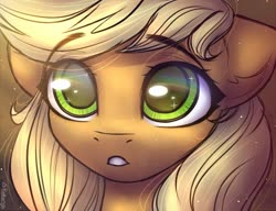 Size: 2016x1545 | Tagged: safe, artist:radioaxi, applejack, earth pony, pony, the cutie mark chronicles, beautiful, bust, cute, eye reflection, female, filly, filly applejack, jackabetes, portrait, rainbow, reflection, scene interpretation, solo, younger