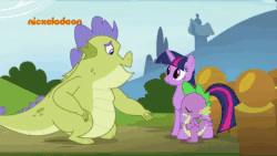 Size: 854x480 | Tagged: safe, edit, edited screencap, screencap, sludge (g4), spike, twilight sparkle, alicorn, dragon, pony, a dog and pony show, father knows beast, g4, animated, big no, crossover, female, i am your father, male, nickelodeon, sound, spike's no, star wars, twilight sparkle (alicorn), webm, zoom out