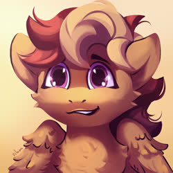 Size: 3200x3200 | Tagged: safe, artist:filama, oc, oc only, pegasus, pony, bust, fluffy, gradient background, high res, solo