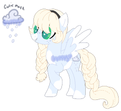 Size: 510x470 | Tagged: safe, artist:skulifuck, oc, oc only, oc:snow storm, pegasus, pony, base used, braid, braided tail, cloud, colored hooves, female, mare, pegasus oc, raised hoof, simple background, smiling, solo, transparent background, watermark, wings