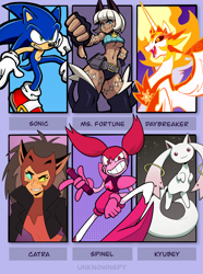 Size: 1530x2059 | Tagged: safe, artist:unknownspy, daybreaker, alicorn, gem (race), hedgehog, pony, anthro, g4, spoiler:steven universe, anthro with ponies, breasts, catra, crossover, female, gem, gem rejuvenator, grin, incubator (species), kyubey, male, mare, ms. fortune, open mouth, out of frame, peytral, puella magi madoka magica, six fanarts, skullgirls, smiling, sonic the hedgehog, sonic the hedgehog (series), spinel, spinel (steven universe), spoilers for another series, steven universe, steven universe: the movie, style emulation, thumbs down, underboob, weapon
