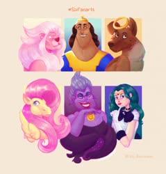 Size: 1956x2048 | Tagged: safe, artist:tessillustrates, fluttershy, angel, big cat, cecaelia, dog, german shepherd, human, hybrid, lion, pegasus, pony, g4, all dogs go to heaven, border collie, bust, clothes, crossover, disney, dog angel, don bluth, female, grin, halo, implied death, kronk, lion (steven universe), lipstick, male, mare, mixed breed, sailor moon (series), sailor neptune, shollie, six fanarts, smiling, steven universe, tentacles, the emperor's new groove, the little mermaid, ursula