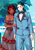 Size: 707x1000 | Tagged: safe, artist:jadenkaiba, oc, oc only, oc:lotus moon, oc:saphirus, human, big breasts, bowtie, breasts, cleavage, clothes, dark skin, date night, dress, duo, female, humanized, loturus, male, oc x oc, sexy, shipping, straight, suit