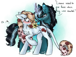 Size: 2048x1536 | Tagged: safe, artist:melonseed11, oc, oc only, oc:frozen note, oc:rosey delicacy, kirin, pegasus, pony, female, flower, mare, simple background, transparent background