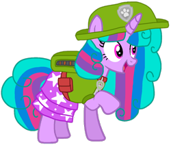 Size: 1236x1047 | Tagged: safe, artist:徐詩珮, oc, oc:velvet berrytwist, bubbleverse, series:sprglitemplight diary, series:sprglitemplight life jacket days, series:springshadowdrops diary, series:springshadowdrops life jacket days, alternate universe, base used, clothes, female, magical lesbian spawn, magical threesome spawn, multiple parents, next generation, offspring, parent:glitter drops, parent:spring rain, parent:tempest shadow, parent:twilight sparkle, parents:glittershadow, parents:sprglitemplight, parents:springdrops, parents:springshadow, parents:springshadowdrops, paw patrol, simple background, tracker (paw patrol), transparent background