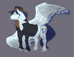 Size: 3321x2569 | Tagged: safe, artist:varwing, soarin', pony, g4, cigarette, colored wings, colored wingtips, fedora, hat, high res, male, older, solo