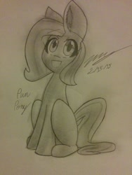 Size: 960x1280 | Tagged: safe, artist:glaceongamer, oc, oc only, oc:pun, earth pony, pony, monochrome, solo, traditional art