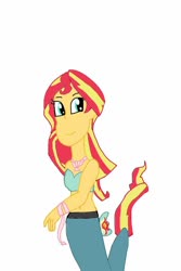 Size: 640x960 | Tagged: safe, sunset shimmer, mermaid, equestria girls, g4, 1000 hours in ms paint, bandeau, belly button, mermaidized, midriff, simple background, species swap, white background