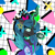 Size: 3450x3450 | Tagged: safe, artist:niggerdrawfag, queen chrysalis, changeling, changeling queen, pony, g4, abstract background, bow, choker, clothes, female, hair bow, high res, jacket, pager, solo