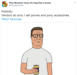 Size: 586x576 | Tagged: safe, editor:pony-berserker, oc, changedling, changeling, alcohol, beer, changedling oc, changeling oc, hank hill, hashtag, meta, reference, twitter