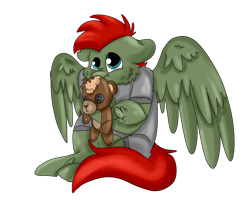 Size: 2500x2000 | Tagged: safe, artist:euspuche, oc, oc only, oc:jet lag, pegasus, pony, cheek fluff, commission, floppy ears, high res, hug, plushie, simple background, solo, teddy bear, transparent background