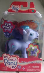Size: 454x750 | Tagged: safe, photographer:lilcricketnoise, tink-a-tink-a-too, g3, brush, irl, packaging, photo, rainbow celebration ponies, toy