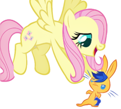 Size: 506x456 | Tagged: safe, artist:ilovegreendeathsalot, flash sentry, fluttershy, rabbit, g4, animal, female, flutterflash, male, race swap, shipping, straight