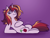 Size: 700x525 | Tagged: safe, anonymous artist, oc, oc only, oc:scarlet serenade, pony, unicorn, female, mare, sitting, smug, solo