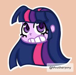Size: 1482x1476 | Tagged: safe, artist:aanotherpony, twilight sparkle, equestria girls, g4, bust, calarts, colored pupils, cute, female, head only, portrait, simple background, solo, twiabetes