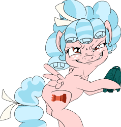 Size: 742x781 | Tagged: safe, artist:bennimarru, cozy glow, pony, g4, bell, colored, female, flat colors, grogar's bell, hoof hold, simple background, solo, transparent background
