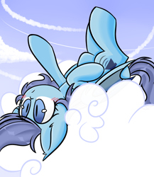 Size: 2000x2300 | Tagged: safe, artist:thieftea, oc, oc only, bat pony, pony, cloud, cute, high res, lying down, sky, solo