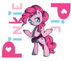Size: 1024x885 | Tagged: safe, artist:wavecipher, pinkie pie, earth pony, pony, g4, belt, bipedal, cute, cutie mark accessory, diapinkes, female, heart eyes, looking at you, mare, simple background, solo, transparent background, utility belt, wingding eyes