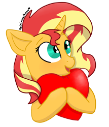 Size: 1200x1397 | Tagged: safe, artist:kairipancakes, sunset shimmer, pony, g4, bust, female, heart, simple background, solo, transparent background