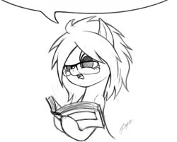 Size: 657x527 | Tagged: safe, artist:zetamad, oc, oc only, oc:lemon sketch, pony, book, glasses, sketch, solo