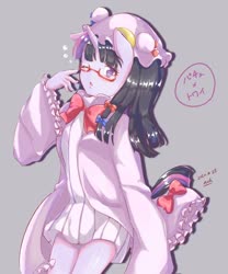 Size: 1706x2048 | Tagged: safe, artist:moh_mlp2, twilight sparkle, anthro, g4, :o, anime, bow, clothes, cosplay, costume, crossover, cute, female, glasses, hair bow, hat, looking at you, meganekko, one eye closed, open mouth, patchouli knowledge, solo, touhou, twiabetes, twichouli, wink