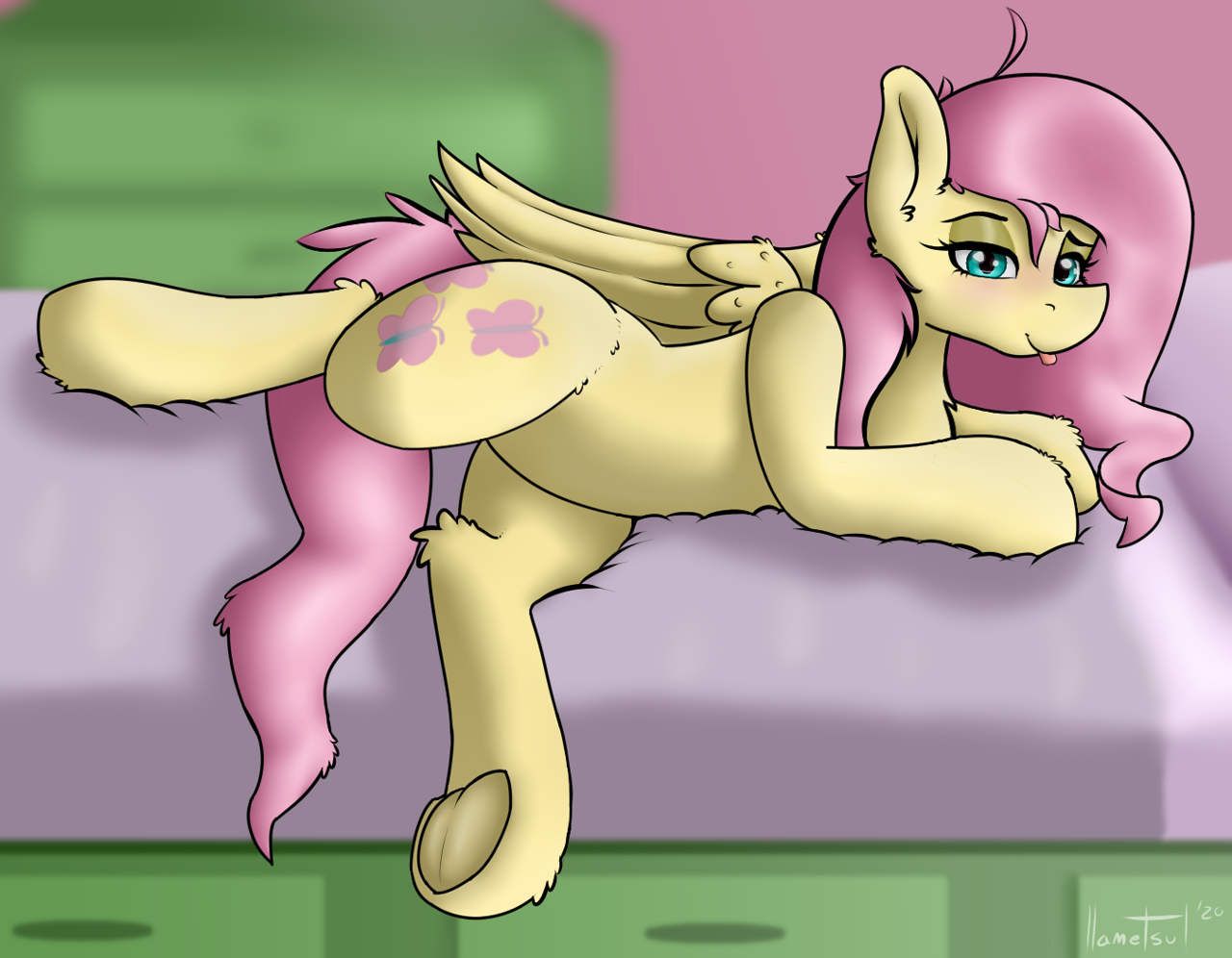 blushing, chest <b>fluff</b>, cutie mark, ear <b>fluff</b>, eyeshadow, female, frog (hoof...