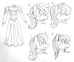 Size: 2694x2272 | Tagged: safe, artist:supra80, oc, oc only, oc:cold front, anthro, anthro oc, black and white, clothes, dress, femboy, grayscale, high res, long hair, male, monochrome, sketch, sketch dump, traditional art, wedding dress