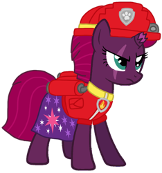 Size: 992x1060 | Tagged: safe, artist:徐詩珮, fizzlepop berrytwist, tempest shadow, pony, unicorn, series:sprglitemplight diary, series:sprglitemplight life jacket days, series:springshadowdrops diary, series:springshadowdrops life jacket days, g4, alternate universe, angry, base used, clothes, cute, marshall (paw patrol), paw patrol, simple background, tempest shadow is not amused, transparent background, unamused