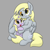 Size: 1050x1050 | Tagged: safe, artist:dendollae, derpy hooves, dinky hooves, pegasus, pony, unicorn, g4, :3, cute, derp, derpabetes, dinkabetes, duo, equestria's best daughter, equestria's best mother, female, filly, gray background, headcanon, hug, mare, mother and child, mother and daughter, simple background, sitting, smiling, snuggling, wing hands, winghug